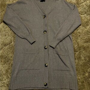 Long Light Camel colored Button-Up Women's Cardigan Sweater